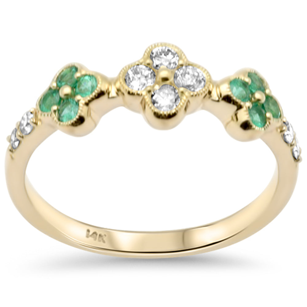 SPECIAL!  .46ct G SI 14K Yellow Gold DIAMOND & Emerald Gemstones Ring Size 6.5