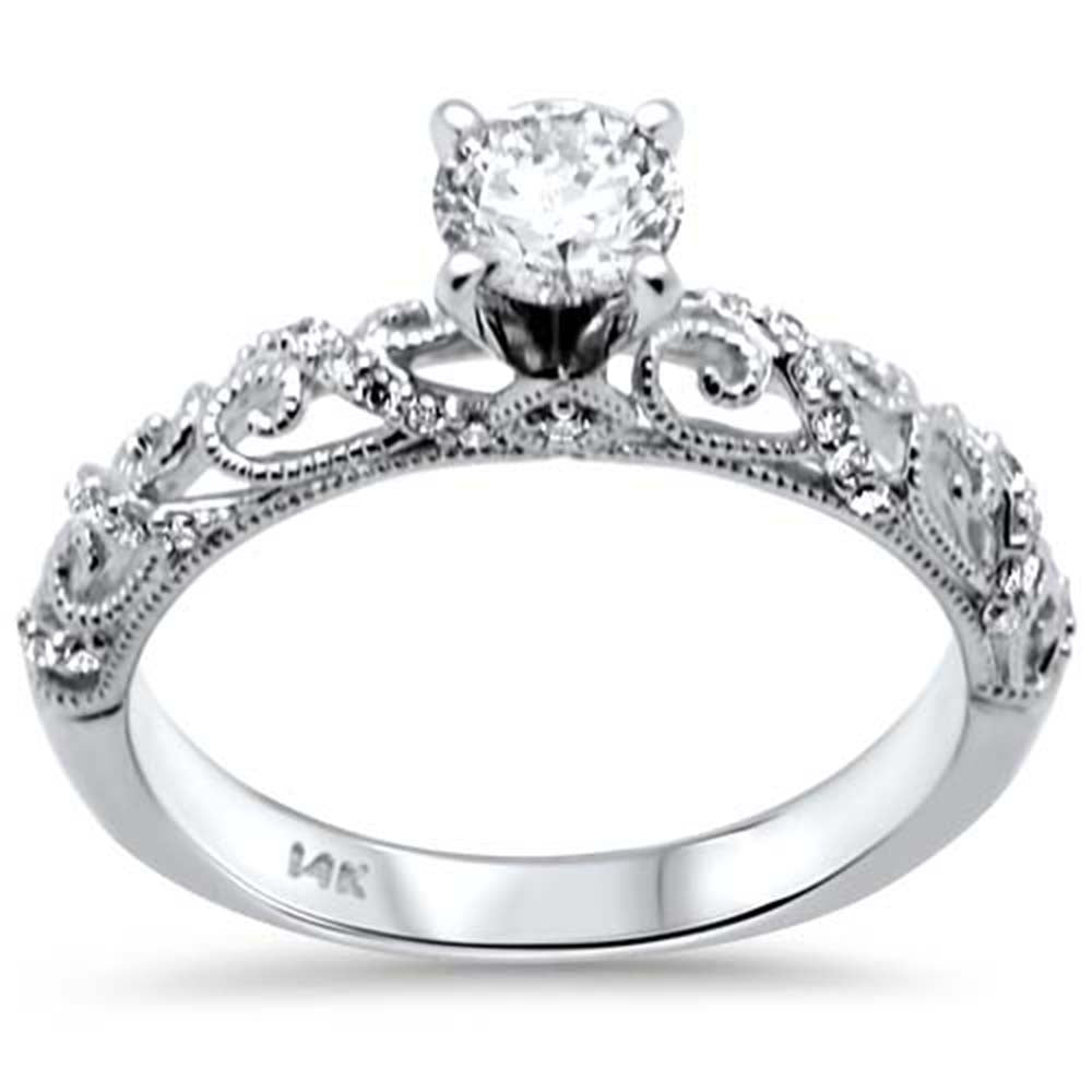 SPECIAL! .63ct G SI 14K White Gold DIAMOND Filigree Engagement Ring Size 6.5