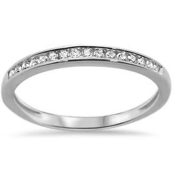 .12ct 14k White Gold DIAMOND Wedding Band Anniversary Ring Size 6.5