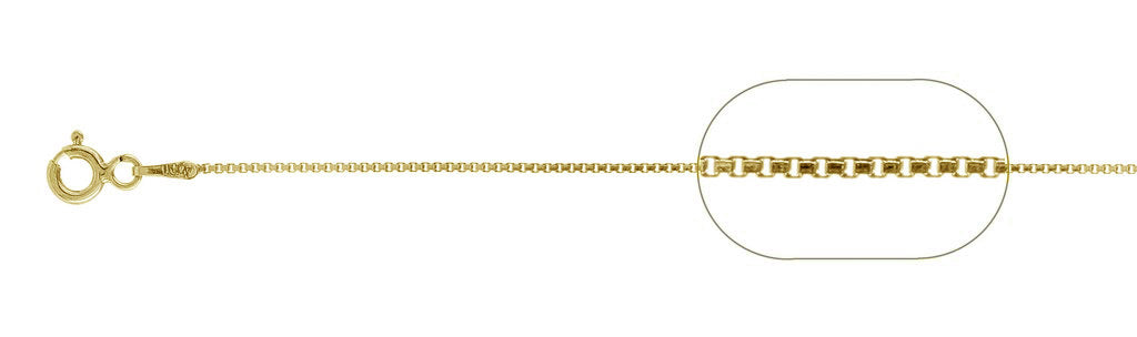 ''015-.8MM Yellow GOLD Plated Box Chain .925  Solid Sterling Silver Available in 16''''- 26'''' inches''