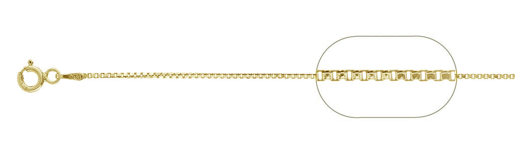 ''019-1MM Yellow GOLD Plated Box Chain .925  Solid Sterling Silver Available in 16''''- 26'''' inches''