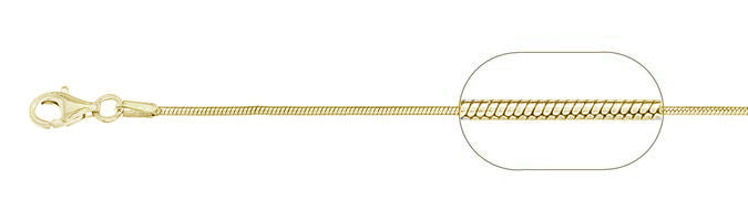 ''020-0.7MM Yellow Gold Plated Square Snake Chain .925  Solid STERLING SILVER Available in 16''''- 22''''