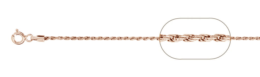 ''025-1.2MM Rose Gold Plated Rope Chain .925  Solid STERLING SILVER Available in 16''''- 20'''' inches''