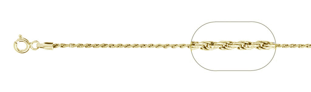 ''025-1.2MM Yellow Gold Plated Rope Chain .925  Solid STERLING SILVER Available in 16''''- 20'''' inches''