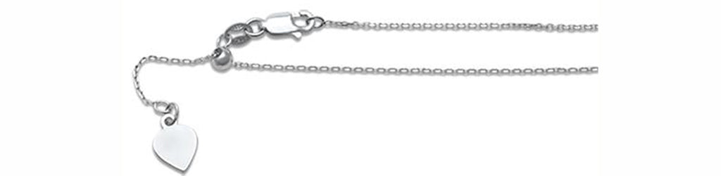 ''030- .6MM Adjustable Cable Rhodium Chain .925  Solid STERLING SILVER Sizes 22''''''