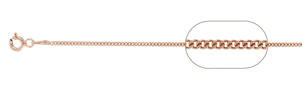 ''030-1.3MM Rose GOLD Plated Curb Chain .925  Solid Sterling Silver Available in 16''''- 22'''' inches''