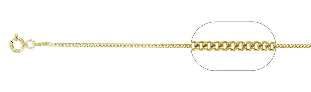 ''030-1.3MM Yellow Gold Plated Curb Chain .925  Solid STERLING SILVER Available in 16''''- 22'''' inches''