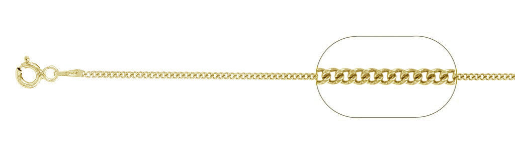 ''030-1.3MM Yellow GOLD Plated Curb Chain .925  Solid Sterling Silver Available in 16''''- 22'''' inches''