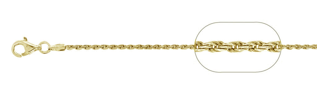 ''035-1.6MM Yellow GOLD Plated Rope Chain .925  Solid Sterling Silver Available in 7''''- 30 '''' inches''