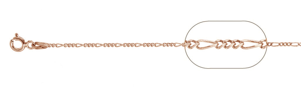 ''040-1.5MM Rose Gold Plated Figaro Chain .925  Solid STERLING SILVER Available in 16''''- 22'''' inches''