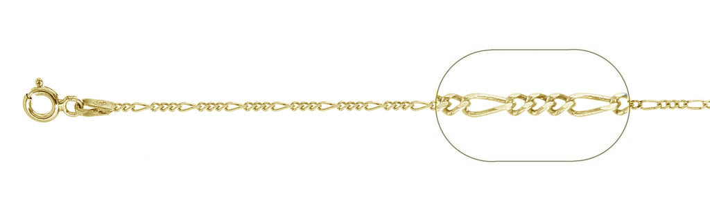 ''040-1.5MM Yellow Gold Plated Figaro Chain .925  Solid STERLING SILVER Available in 16''''- 24'''' inche