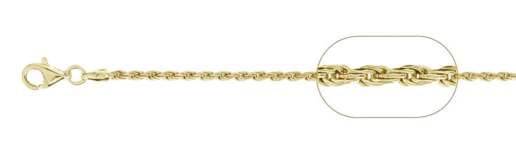 ''040-2MM Yellow Gold Plated Rope Chain .925  Solid STERLING SILVER Available in 7''''- 30 '''' inches''