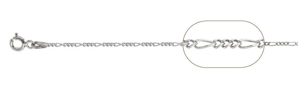 ''040-1.5MM Rhodium Plated Figaro Chain .925  Solid STERLING SILVER Available in 16''''- 20'''' inches''