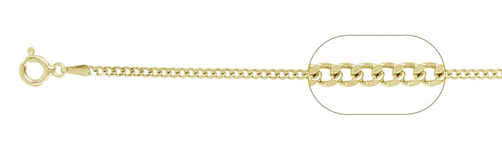 ''050-1.7MM Yellow Gold Plated Curb Chain .925  Solid STERLING SILVER Available in 16''''- 26'''' inches''