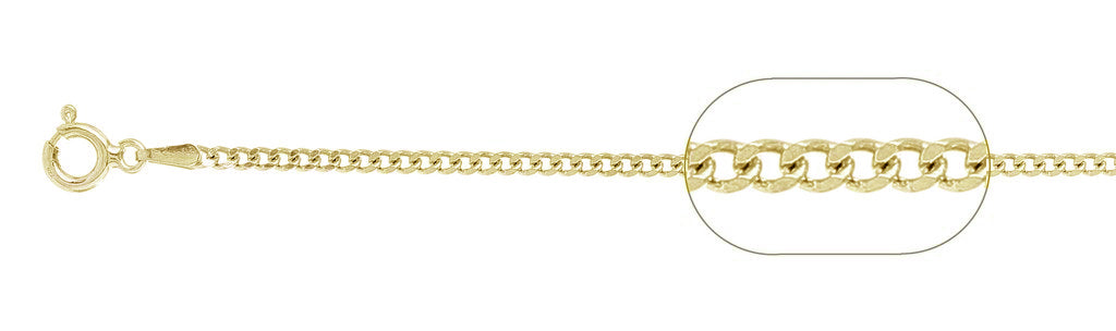 ''050-1.7MM Yellow GOLD Plated Curb Chain .925  Solid Sterling Silver Available in 16''''- 26'''' inches''