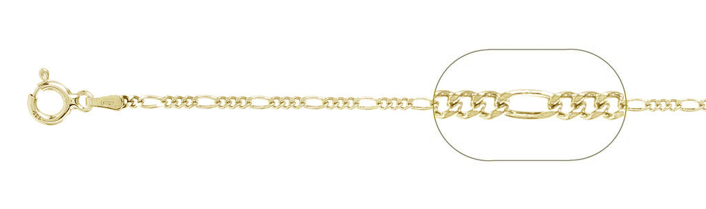 ''050-1.8MM Yellow Gold Plated Figaro Chain .925  Solid STERLING SILVER Available in 7''''- 26'''' inches