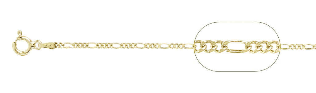 ''050-1.8MM Yellow GOLD Plated Figaro Chain .925  Solid Sterling Silver Available in 7''''- 26'''' inches