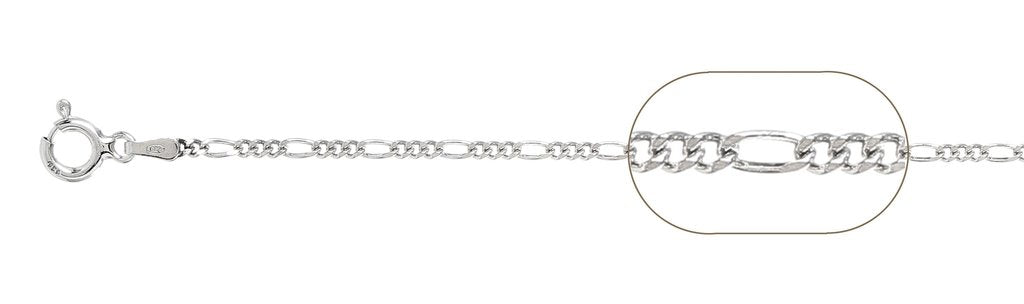 ''050-1.8MM Rhodium Plated Figaro Chain .925  Solid STERLING SILVER Available in 16''''- 26'''' inches''