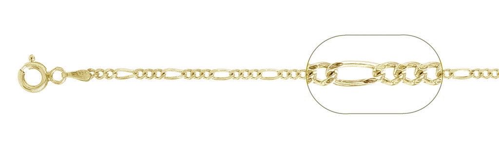 ''060-2.3MM Yellow Gold Plated Figaro Chain .925  Solid STERLING SILVER Available in 16''''-26'''' inches