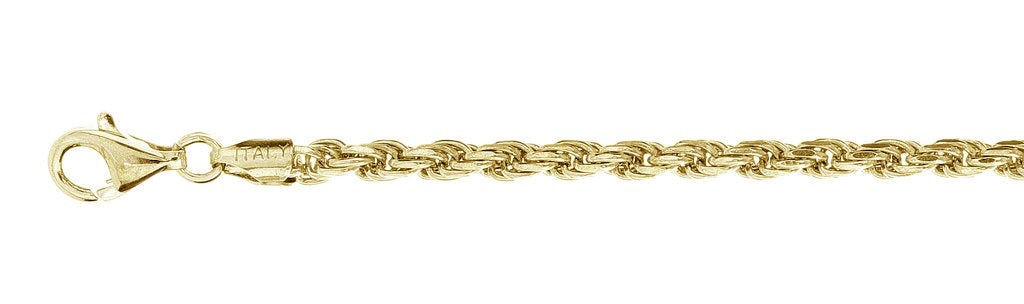 ''080-4MM Yellow GOLD Plated Rope Chain .925  Solid Sterling Silver Available in 8''''- 30'''' inches''