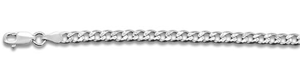 ''100-4MM Pave Curb Chain .925  Solid STERLING SILVER Available in 7''''- 30'''' inches''