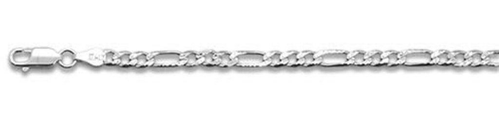 ''100-4MM Pave Figaro Chain .925  Solid STERLING SILVER Available in 8''''- 30'''' inches''