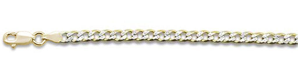 ''100-4MM Yellow GOLD Plated Pave Curb Chain .925  Solid Sterling Silver Available in 7''''- 32'''' inche