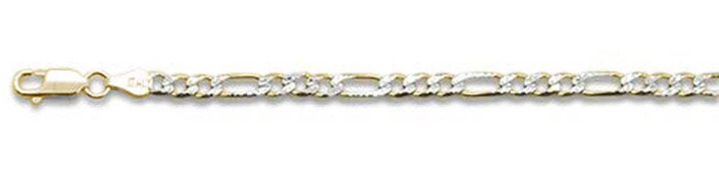 ''100-4MM Yellow Gold Plated Pave Figaro Chain .925  Solid STERLING SILVER Available in 7''''- 32'''' inc
