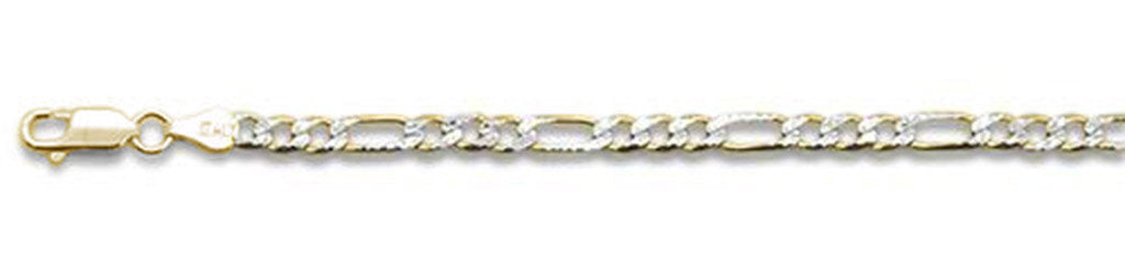 ''100-4MM Yellow GOLD Plated Pave Figaro Chain .925  Solid Sterling Silver Available in 7''''- 32'''' inc