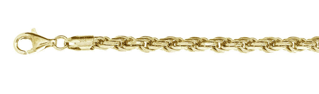 ''100-5MM Yellow Gold Plated Rope Chain .925  Solid STERLING SILVER Available in 8''''- 30'''' inches''