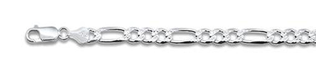 ''120-5MM Pave Figaro Chain .925  Solid STERLING SILVER Available in 7''''- 26'''' inches''