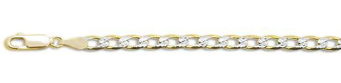 ''120-4.5MM Yellow Gold Plated Pave Curb Chain .925  Solid STERLING SILVER Available in 7''''- 26'''' inc