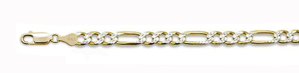 ''150-6.2MM  Figaro Yellow Gold Plated with Pave Chain .925 Solid STERLING SILVER Sizes 8''''-28''''''
