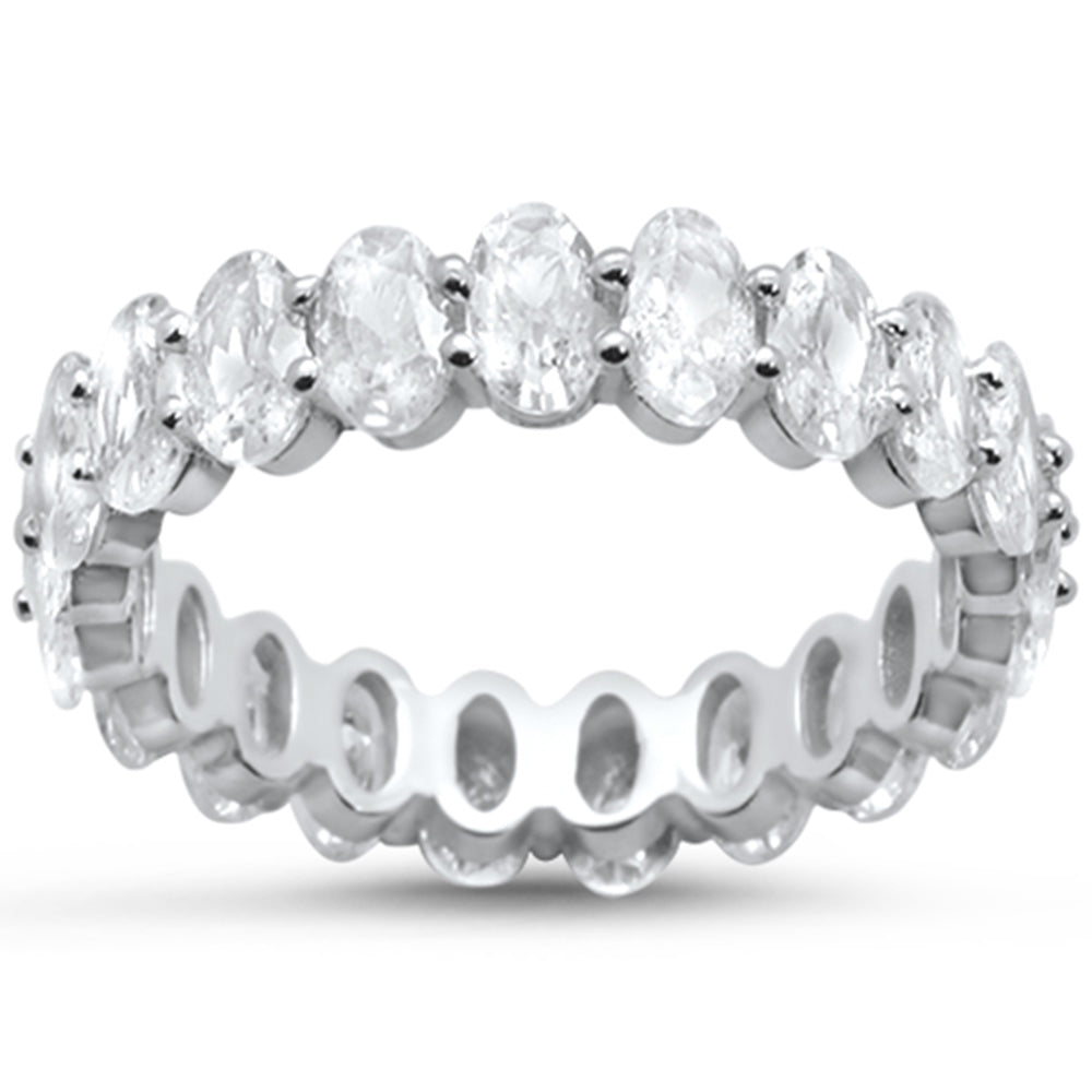 ''SPECIAL! 2.96ct G SI 14K White GOLD Oval Diamond Eternity Band Ring Size 6.5''