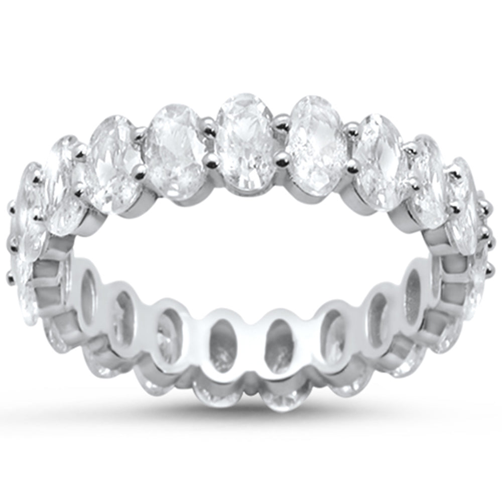 ''SPECIAL! 2.96ct G SI 14K White Gold Oval DIAMOND Eternity Band Ring Size 6.5''