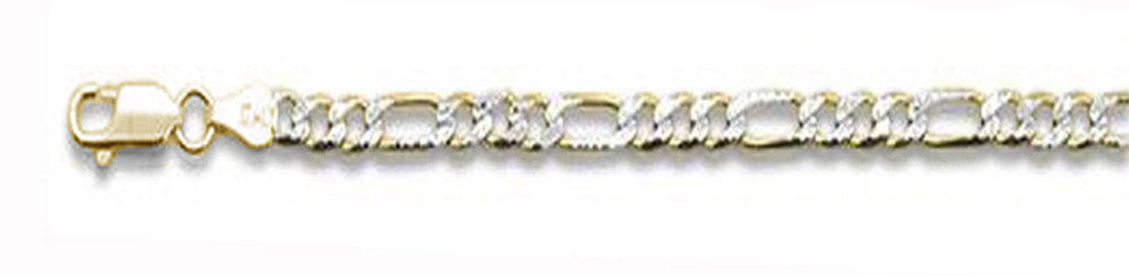 ''180-7.2MM Yellow GOLD Plated Pave Figaro Chain .925  Solid Sterling Silver Available in 8''''- 32'''' i