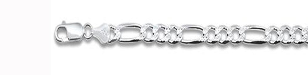 ''250-10MM Pave Figaro Chain .925  Solid STERLING SILVER Available in 8''''- 28'''' inches''
