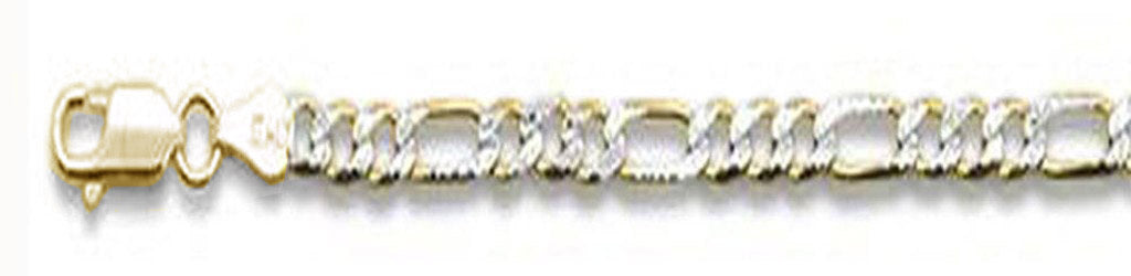 ''250-10MM Yellow Gold Plated Pave Figaro Chain .925  Solid STERLING SILVER Available in 8''''- 32'''' in