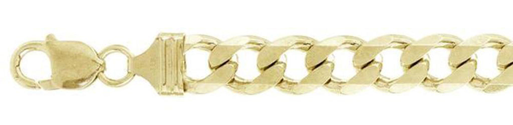 ''250-11MM Yellow GOLD Plated Flat Curb Chain Sterling Silver Made in Italy Available in 8''''- 28'''' in