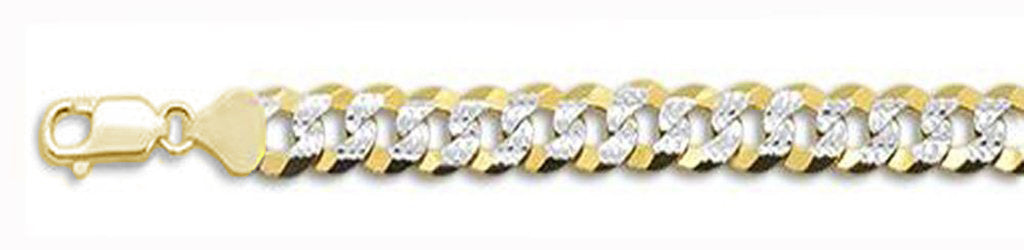 ''250-11MM Yellow Gold Plated Flat Pave Curb Chain .925  Solid STERLING SILVER Available in 8''''- 32''''