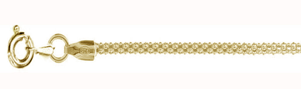 ''2.5MM Yellow Gold Plated Popcorn Chain Made in Italy .925 STERLING SILVER Sizes 16-20''''''