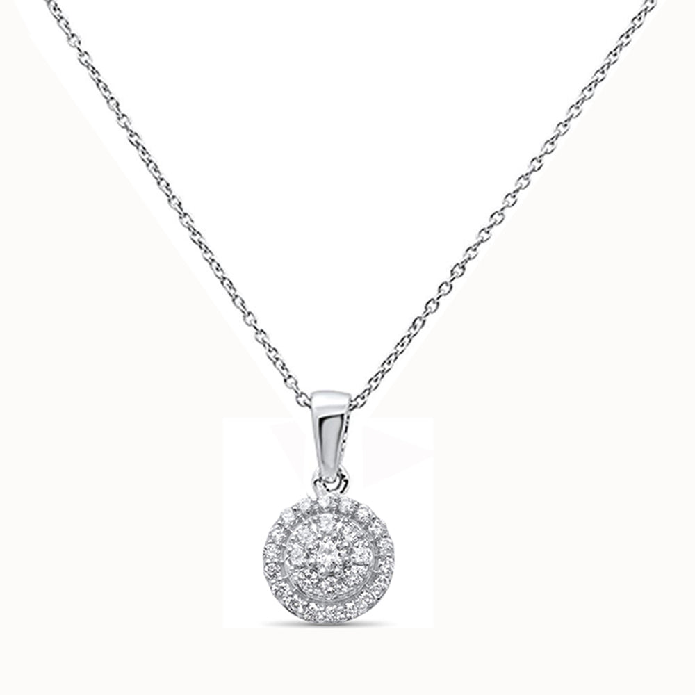 ''.35ct G SI 14kt White GOLD Round Diamond Pendant .56'''' Long''