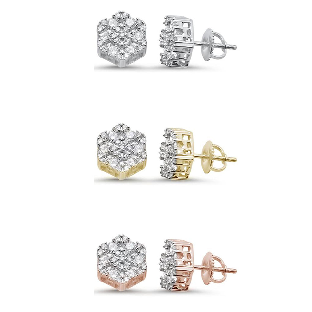 ''SPECIAL!1.03ct 14k  Gold Diamond Micro Pave Stud EARRINGS''