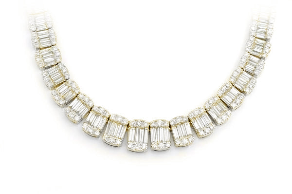 ''SPECIAL! 7.81ct G SI 14K Yellow Gold Round & Baguette Diamond Tennis NECKLACE 18'''' Long''