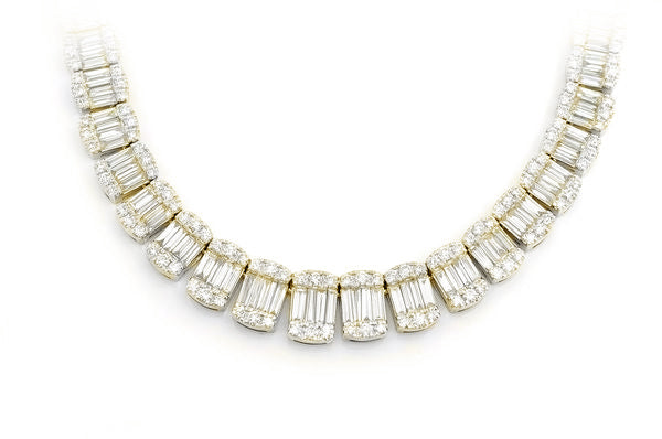 ''SPECIAL! 7.81ct G SI 14K Yellow GOLD Round & Baguette Diamond Tennis Necklace 18'''' Long''