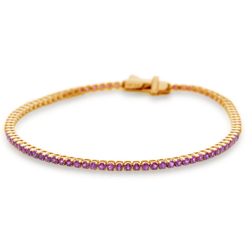 ''SPECIAL!2.59ct G SI 14K Rose Gold Natural Pink Sapphire Tennis BRACELET 7''''''