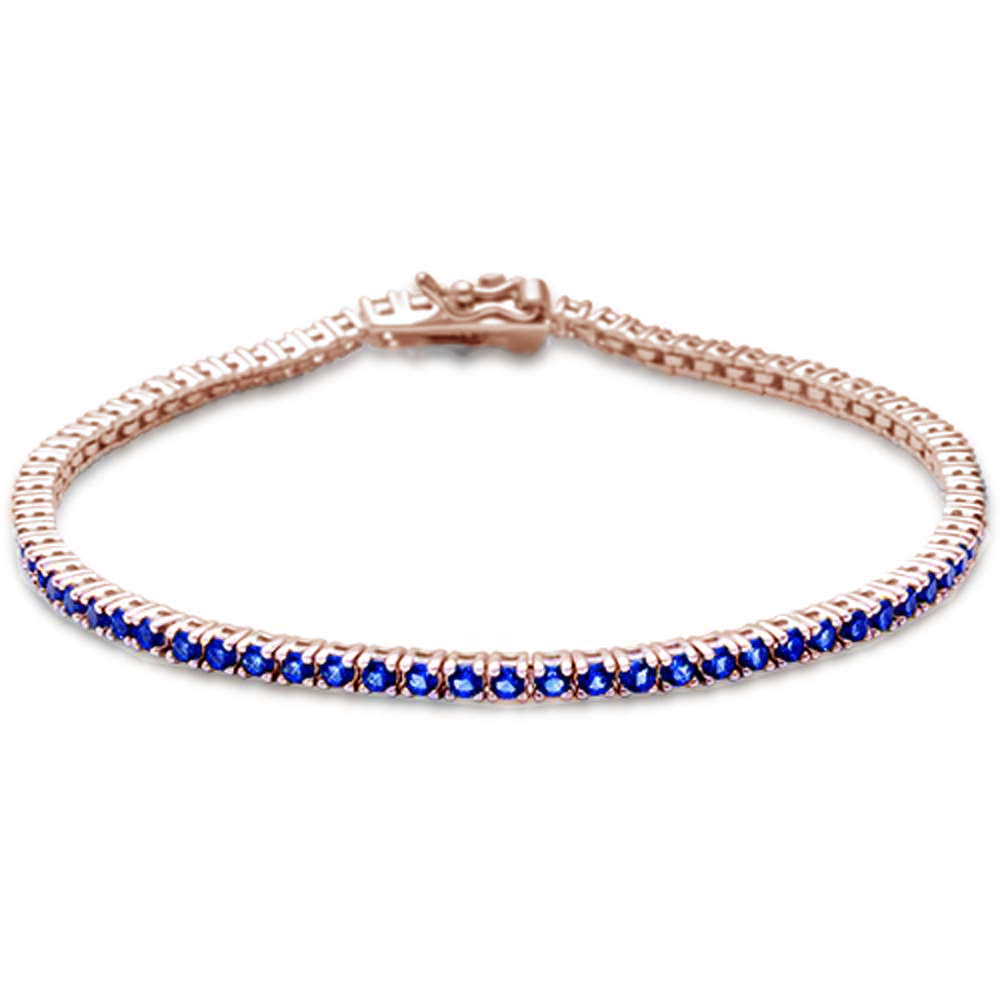 ''SPECIAL! 1.65cts G SI 14K Rose GOLD Natural Blue Sapphire Tennis Bracelet 7''''''