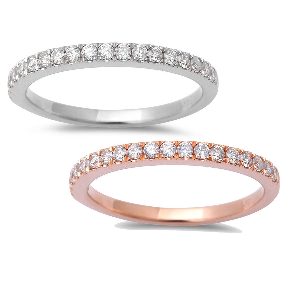 .30ct 14kt Rose or White Gold Pave Set Diamond Engagement WEDDING Band Size 6.5