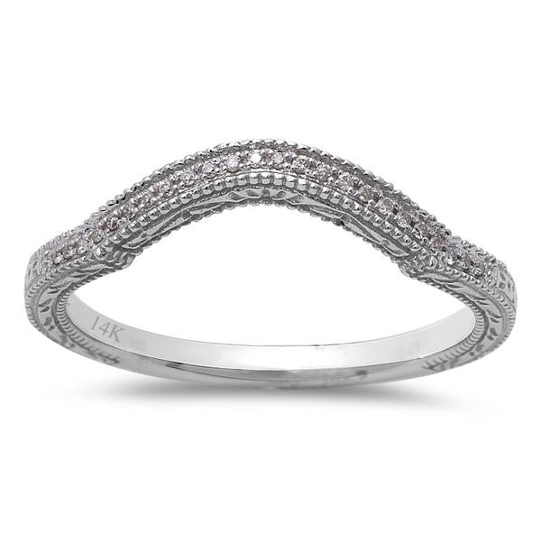 .05CT Round Diamond Diamond Curved Wedding Anniversary Band 14kt White GOLD