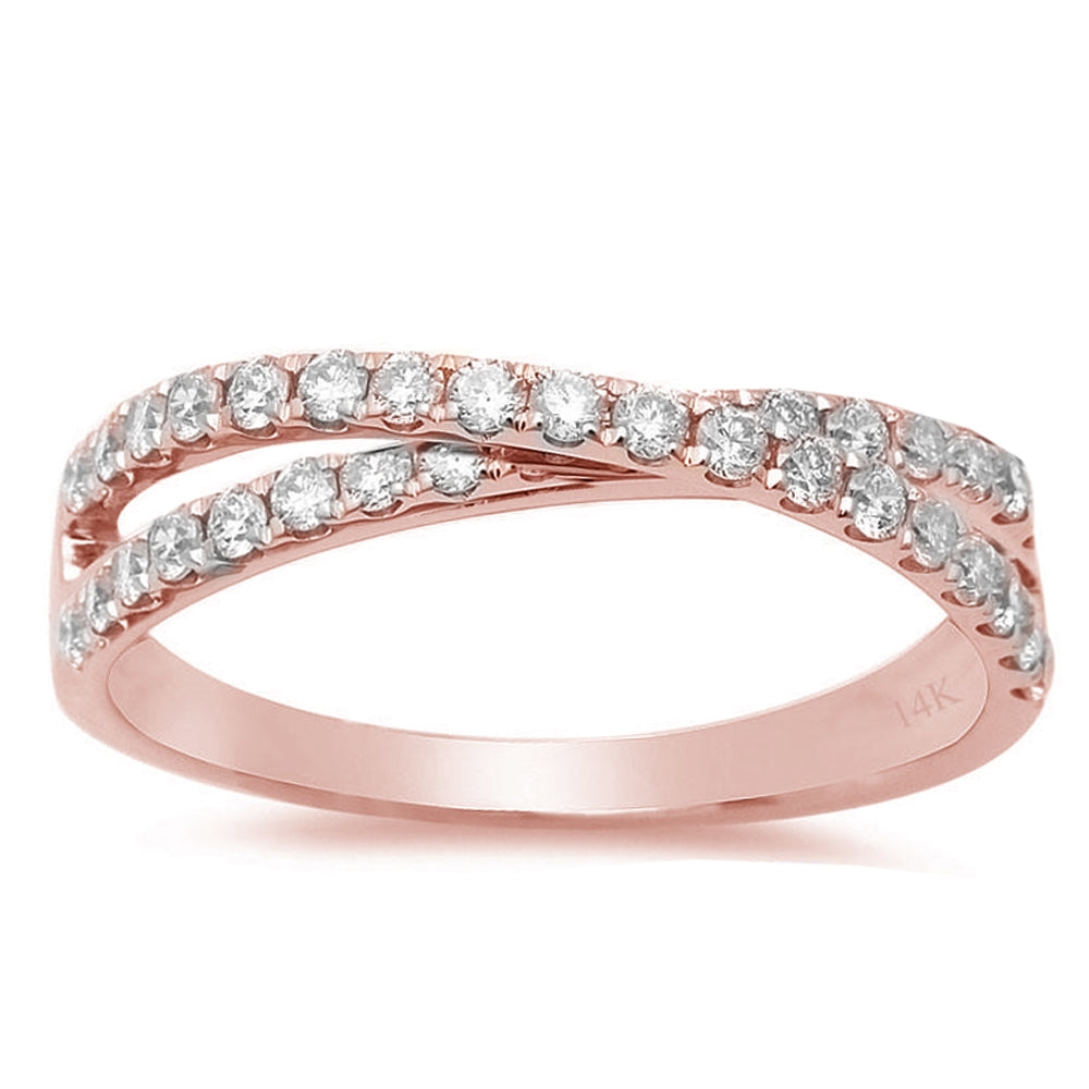 .19ct F VS2 14k Rose GOLD Infinity Diamond Band Ring Size 6.5
